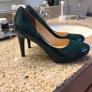 Teal Patent Leather platform heel